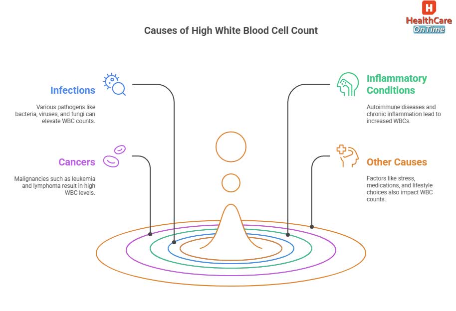 General Causes of High WBC Count infographic General Causes of High WBC Count infographic