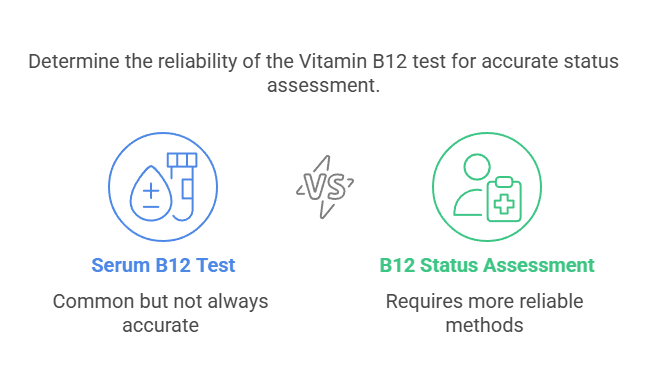 Determine the reliability of the Vitamin B12 test for accurate status assessment