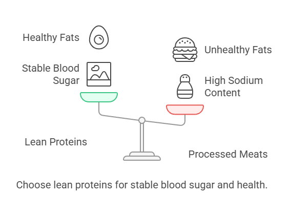Choose lean proteins for stable blood sugar and health