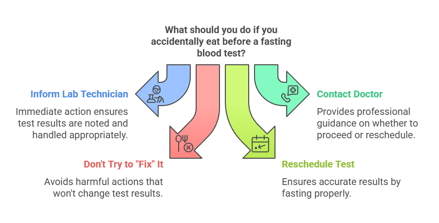 What should you do if you accidentally eat before a fasting blood test