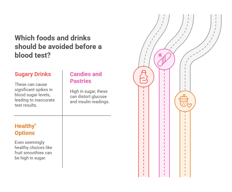 Which foods and drinks should be avoided before a blood test