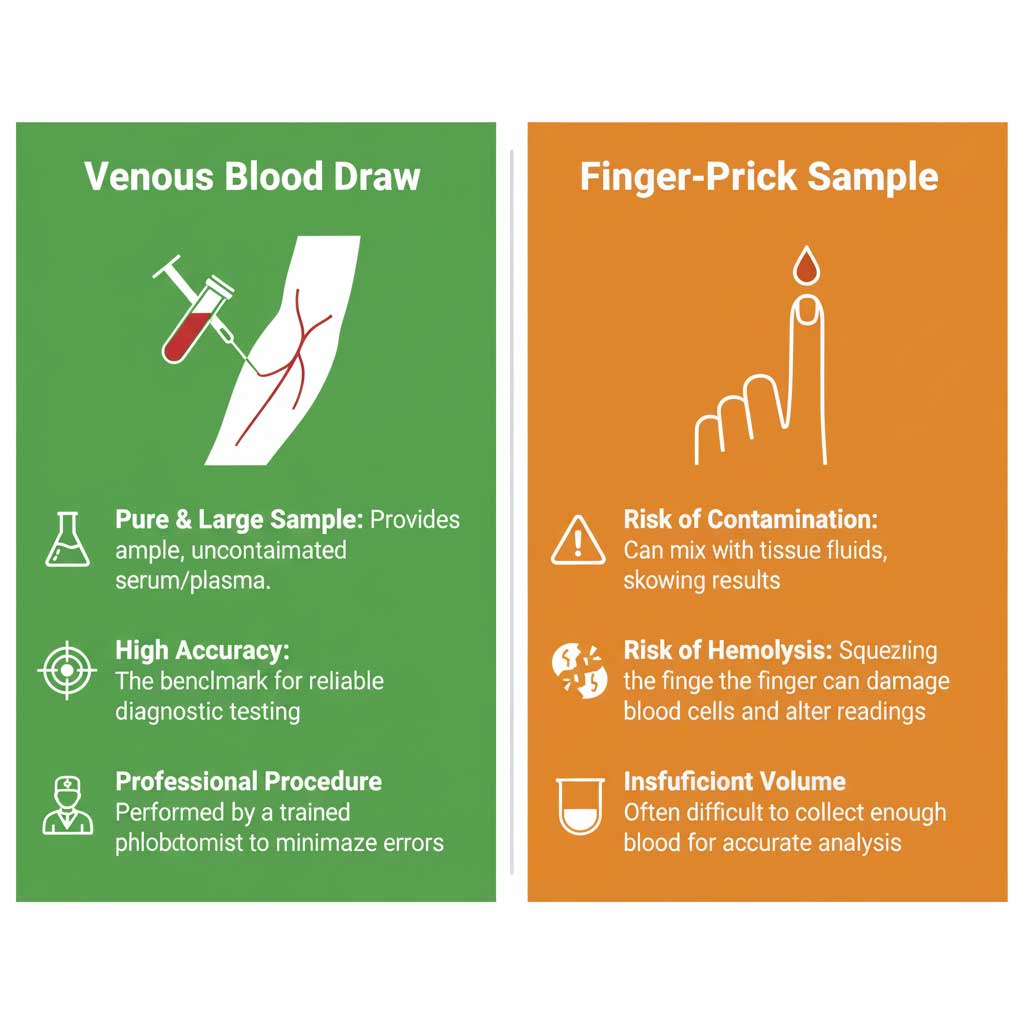 Why the Source Matters: Venous Blood Draw vs. Finger-Prick Test