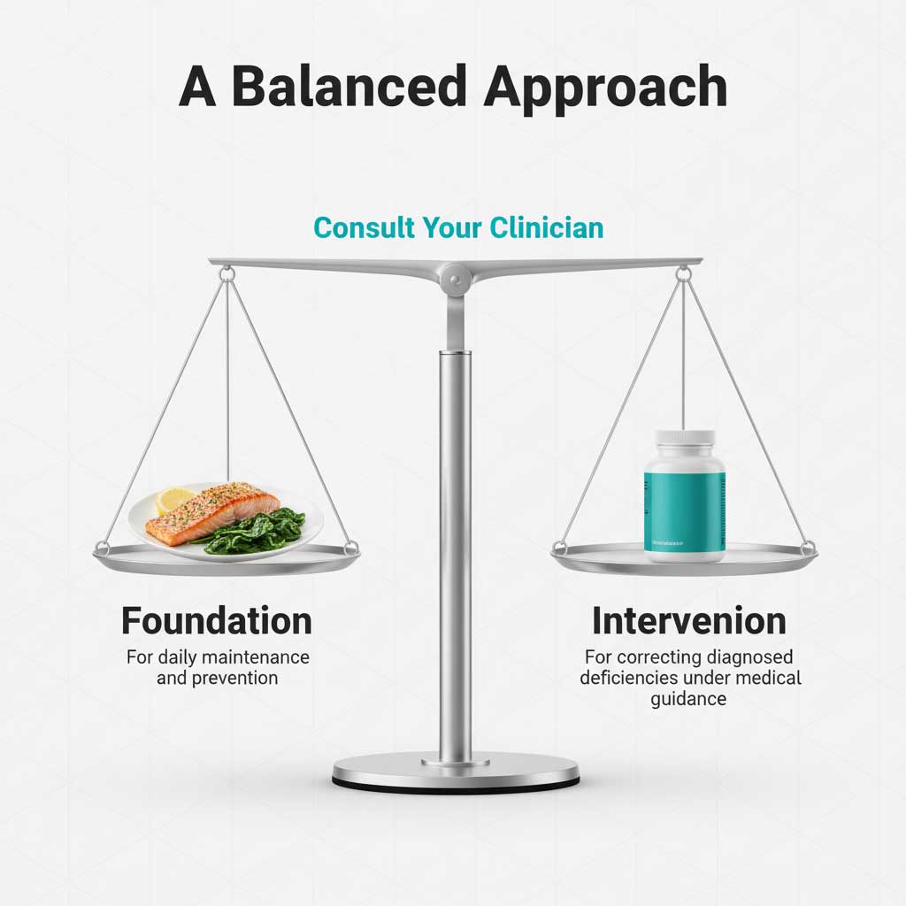 The Clinical Scale: Food vs. Supplements