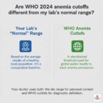 Are the WHO 2024 anemia cutoffs stricter than my lab's normal range?