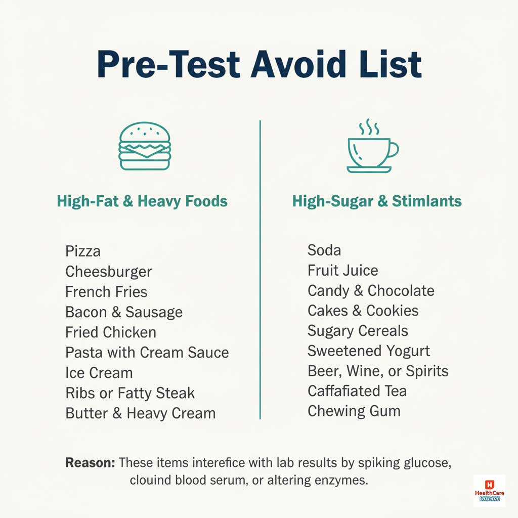 Quick Reference: 20+ Foods to Avoid Before Your Blood Test