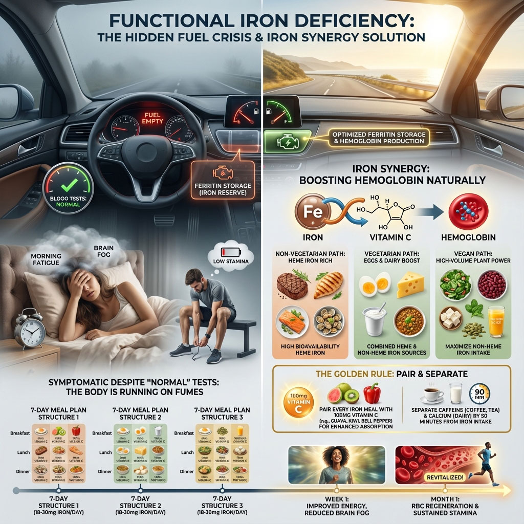 7-Day Meal Plan to Increase Hemoglobin Fast & Naturally (Non-Veg, Veg & Vegan)