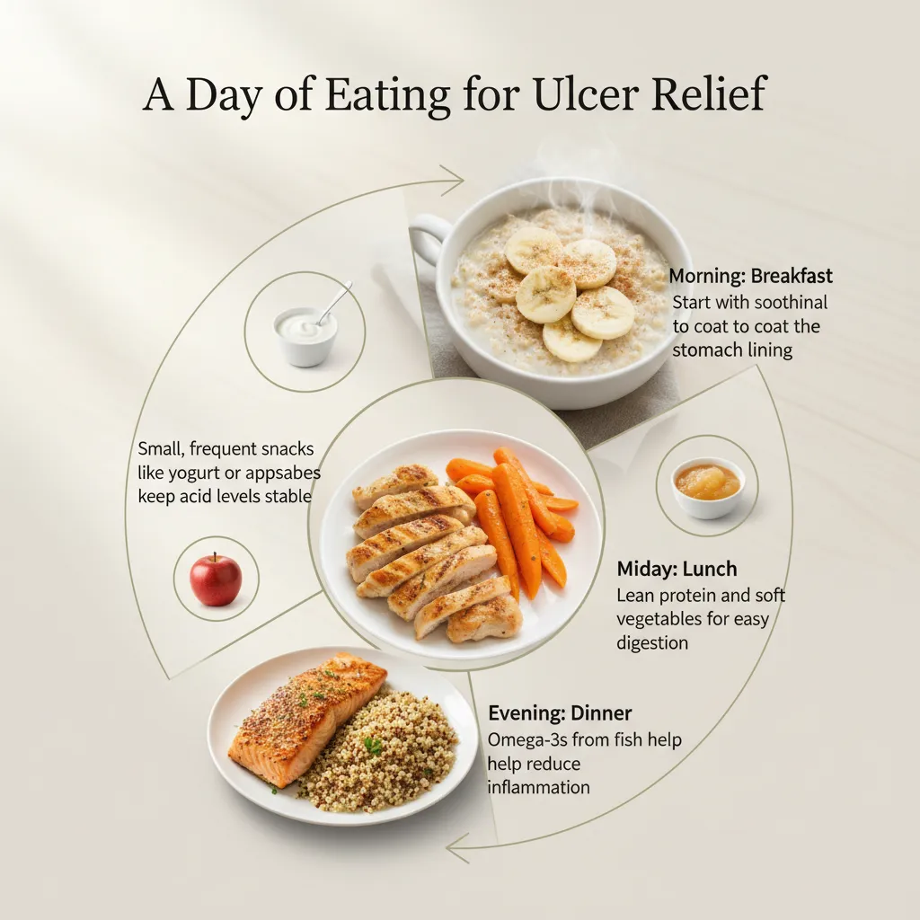 A Day of Eating for Ulcer Relief - Infographic