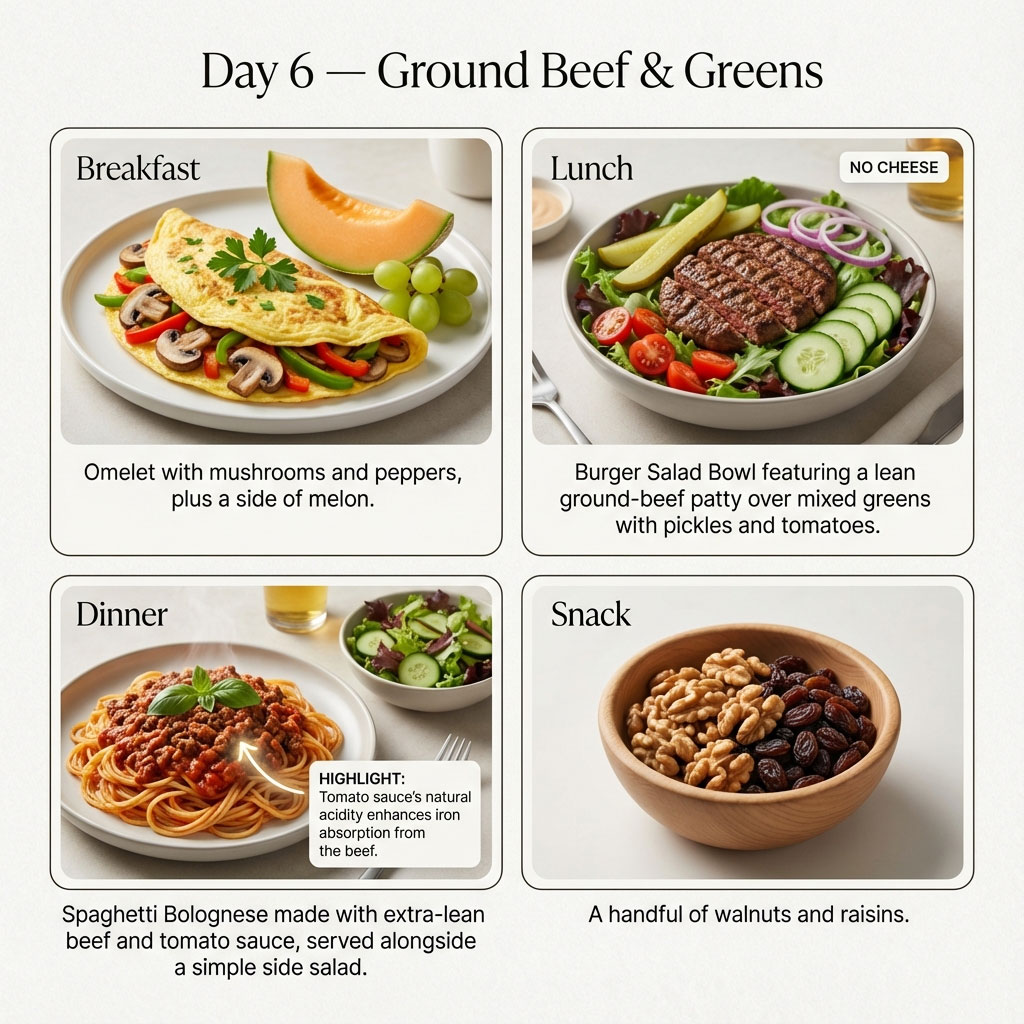 Day 6: Ground Beef & Greens