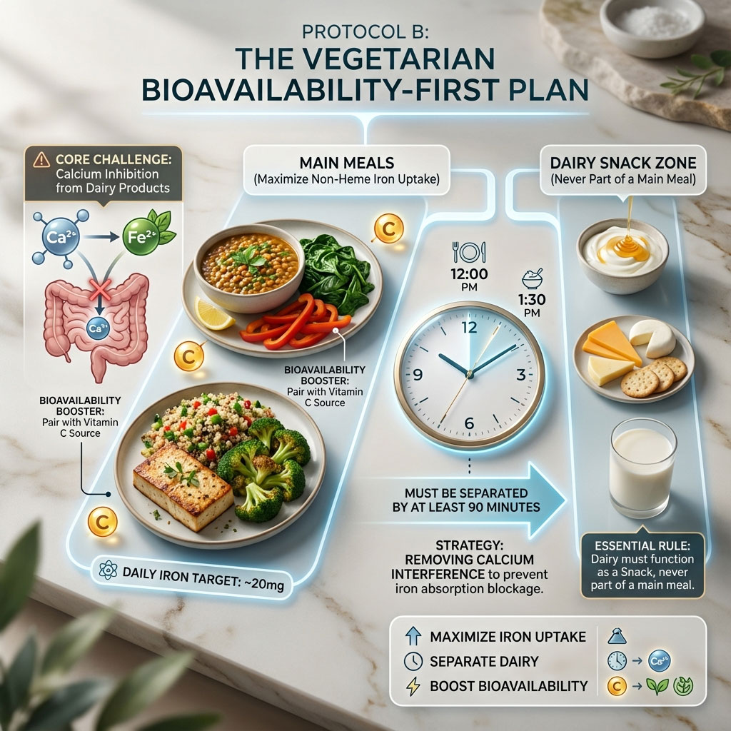 PROTOCOL B: The Vegetarian "Bioavailability-First" Plan