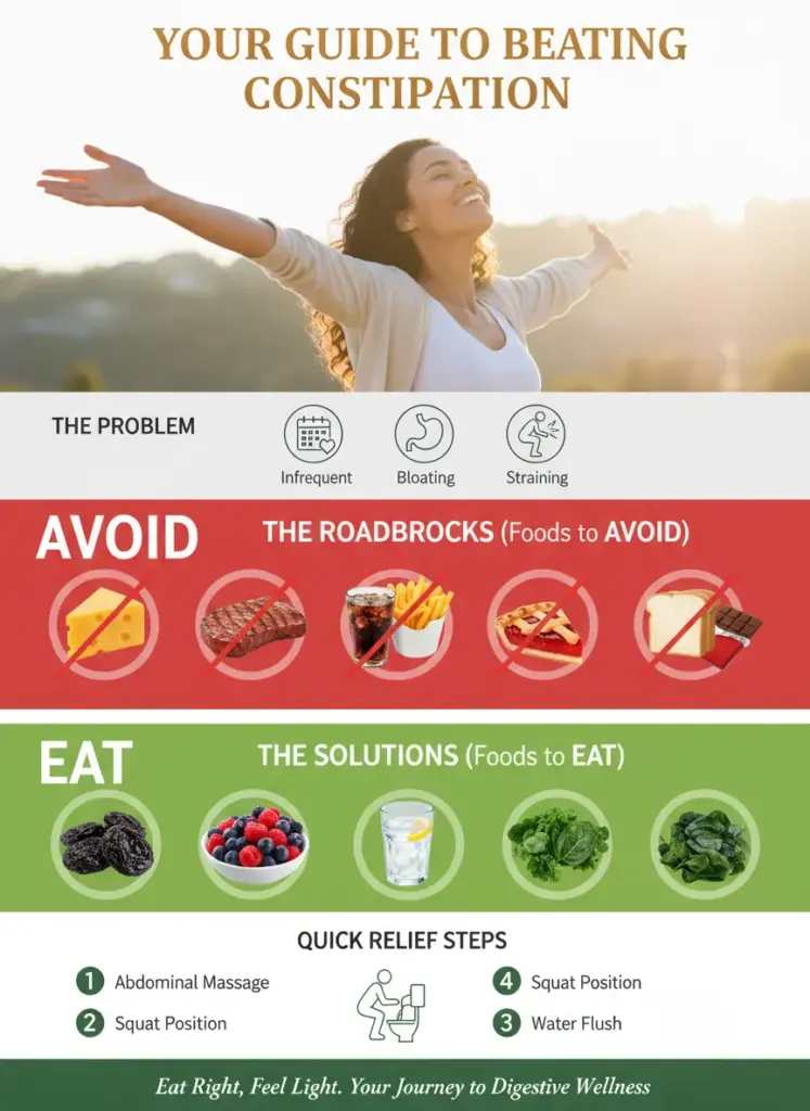 The Ultimate Guide to Beating Constipation - Summary Infographic