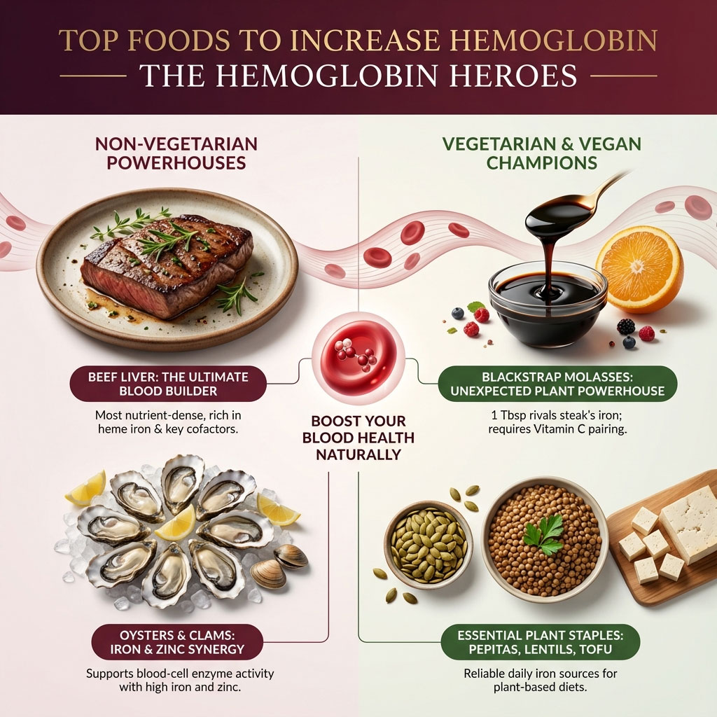 Top Foods to Increase Hemoglobin (The "Hemoglobin Heroes")