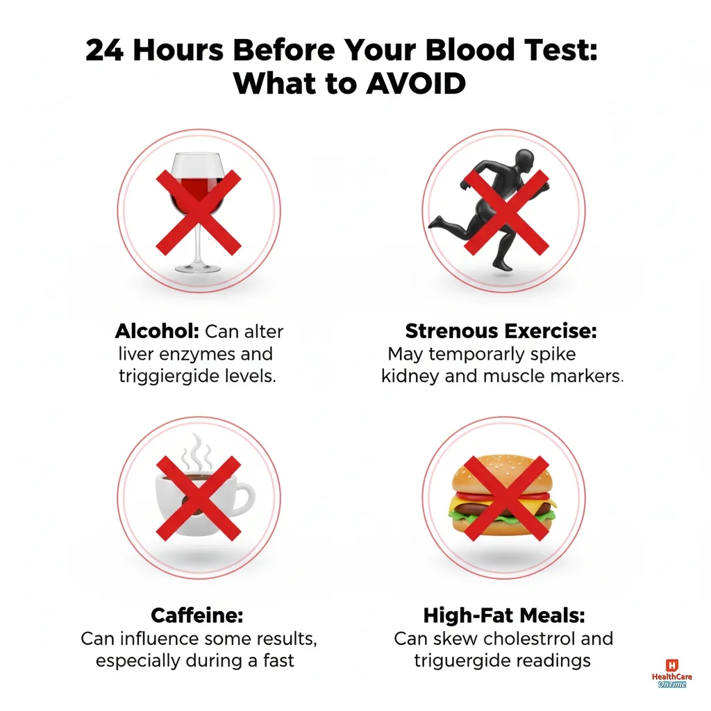 What to Avoid 24 Hours Before Your Blood Test - Infographic