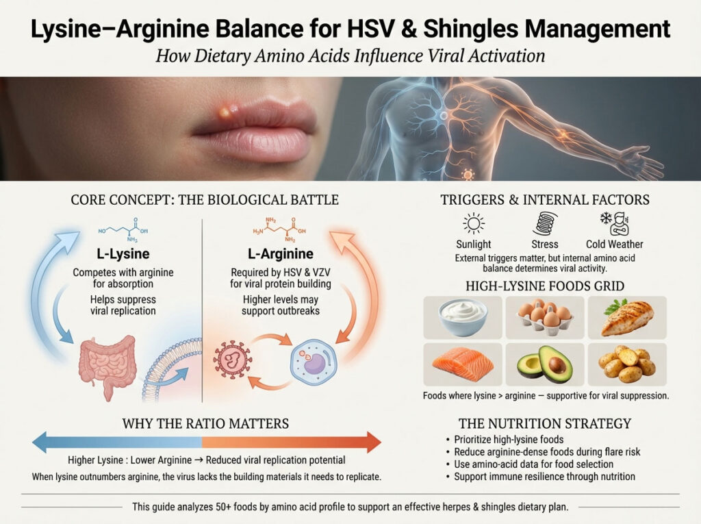 50+ High Lysine Foods Low in Arginine (Ranked by Ratio)