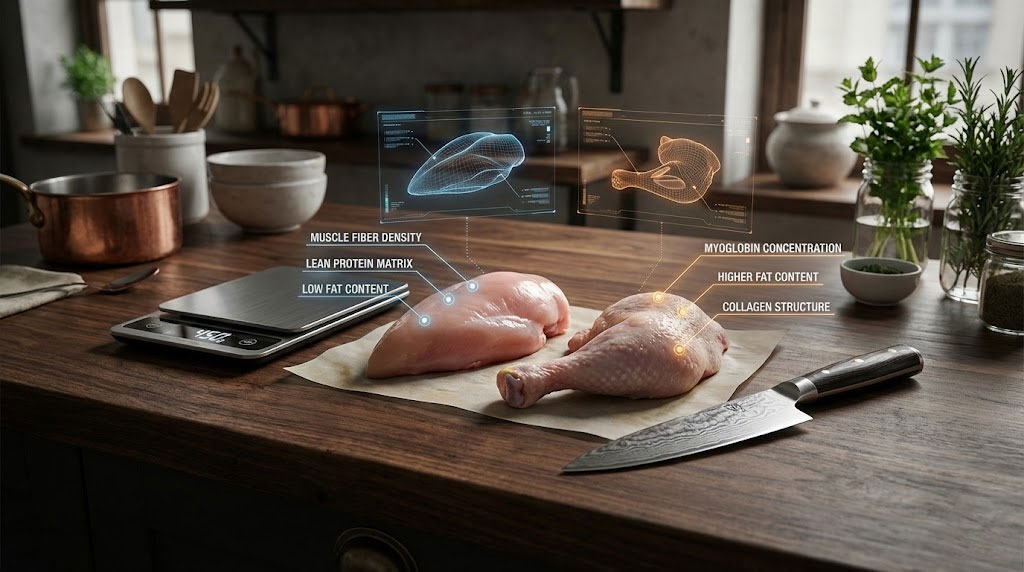 Chicken Calories Protein & Nutrition: Thigh, Breast, Wing, Skin & More