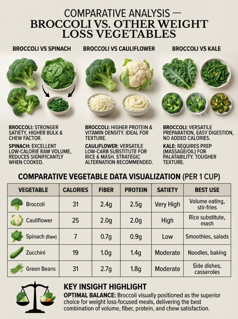 Comparative Analysis: Broccoli vs. Other Weight Loss Vegetables