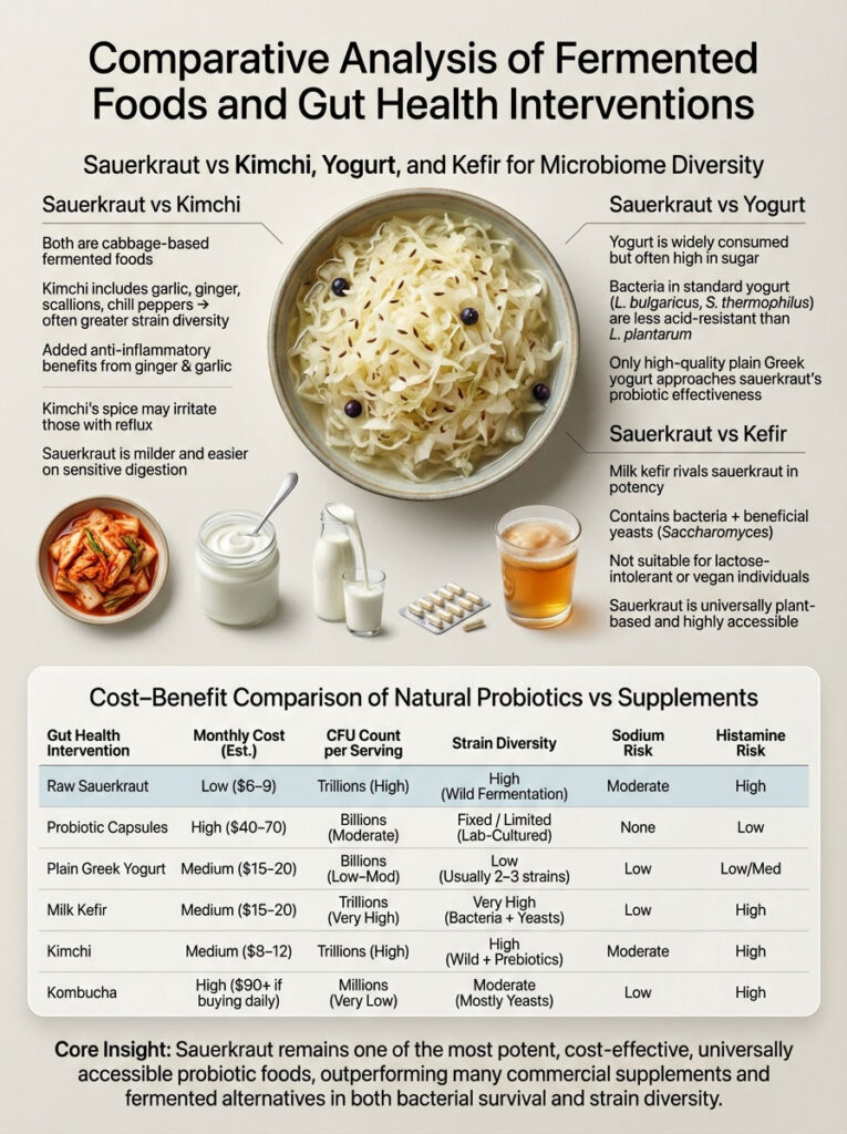 Comparative Analysis of Fermented Foods and Gut Health Interventions