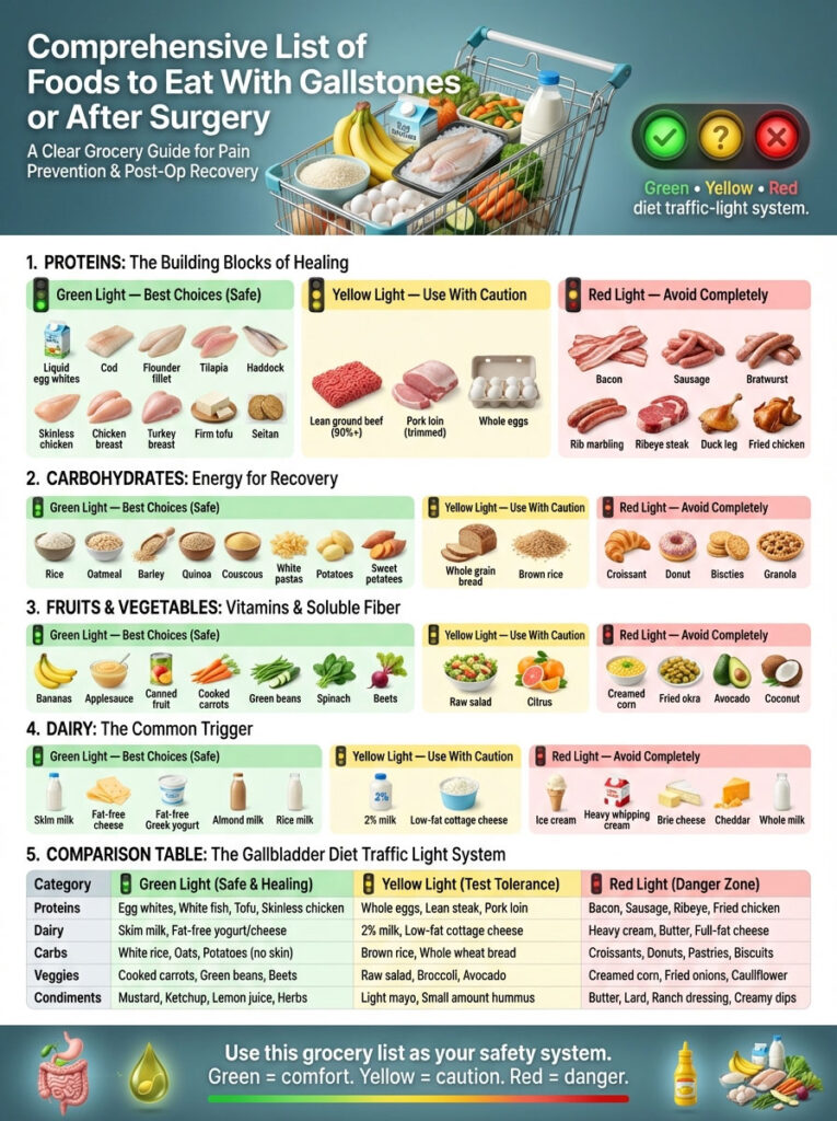 Comprehensive List of Foods to Eat With Gallstones or After Surgery