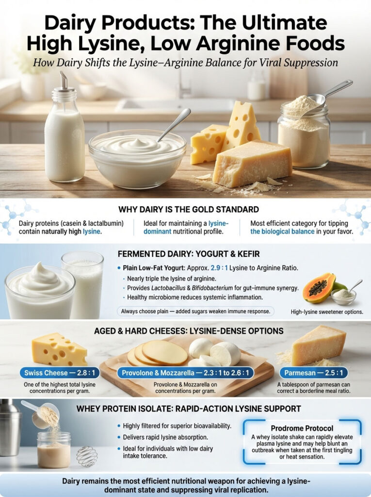 Dairy Products: The Ultimate High Lysine Low Arginine Foods