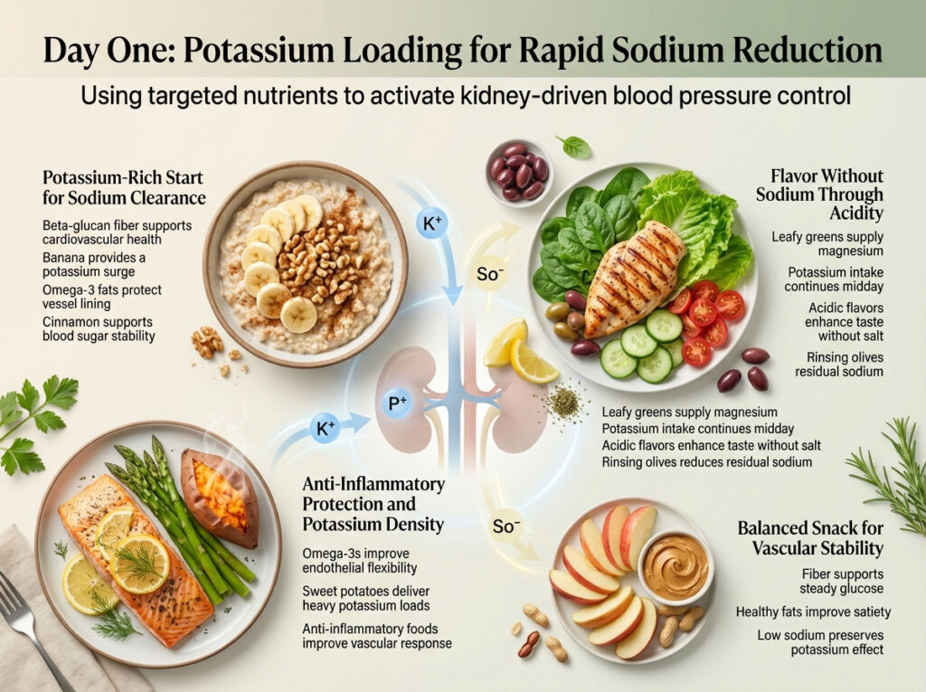 Day 1 Menu: Potassium Loading to Flush Sodium Immediately