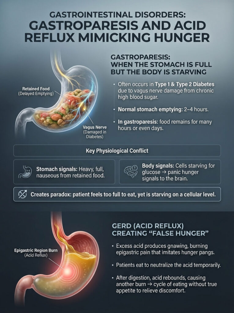Gastrointestinal Disorders: Gastroparesis and Acid Reflux Mimicking Hunger