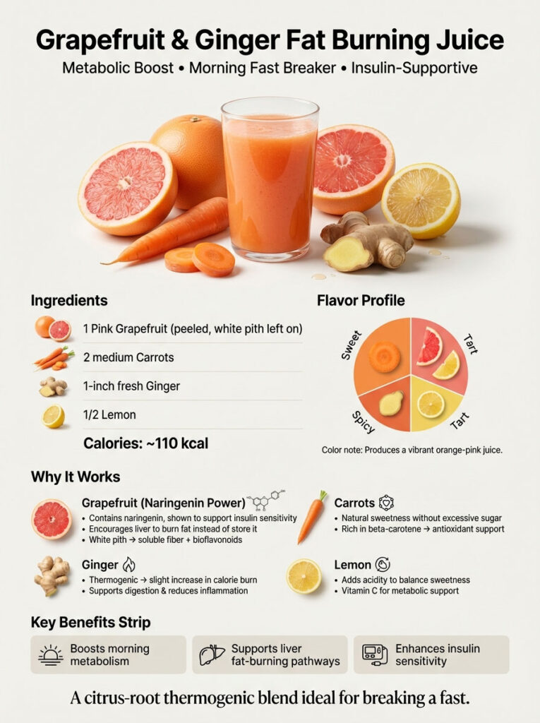 Grapefruit & Ginger Fat Burning Juice Recipe (Metabolism Boost)