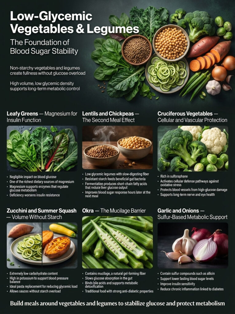 Low-Glycemic Vegetables & Legumes for Glucose Stabilization