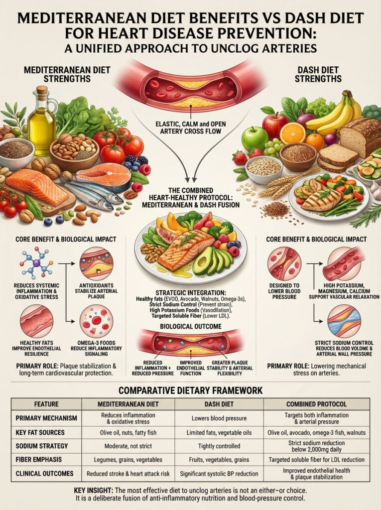 Mediterranean Diet Benefits vs DASH Diet for Heart Disease Prevention