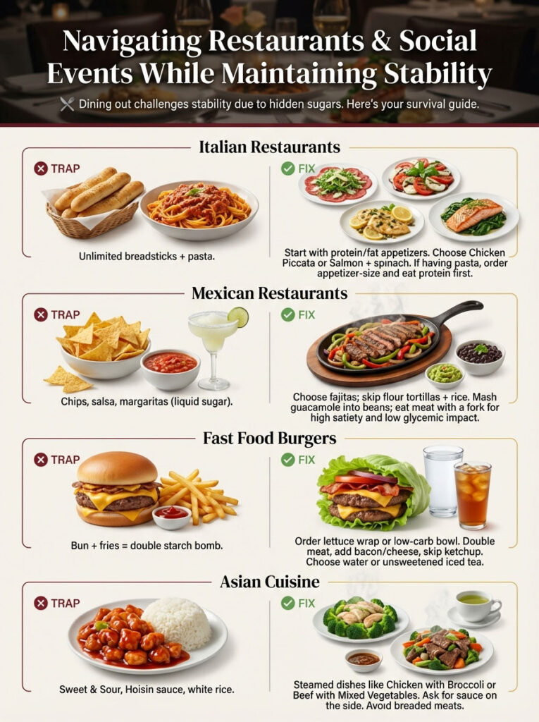 Navigating Restaurants and Social Events while Maintaining Stability