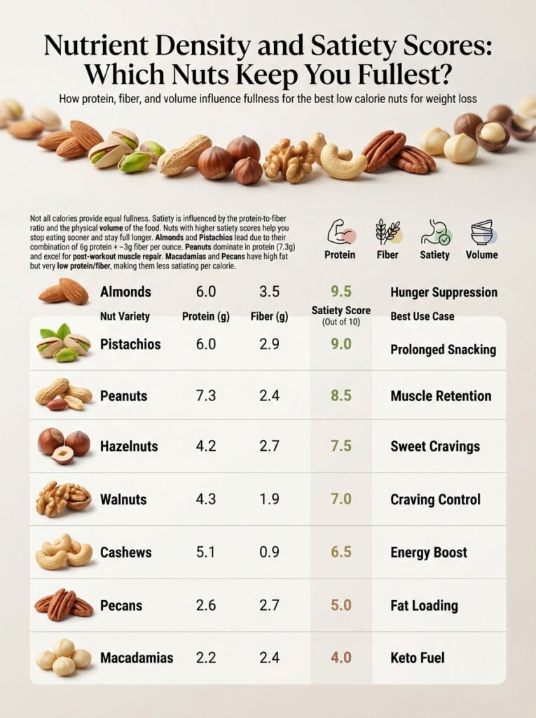 Nutrient Density and Satiety Scores: Which Nuts Keep You Fullest?