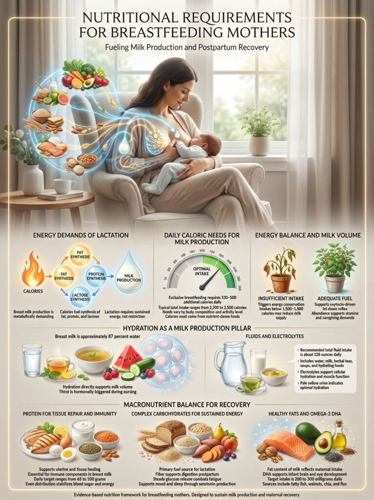Nutritional Requirements for Breastfeeding Mothers and Milk Production