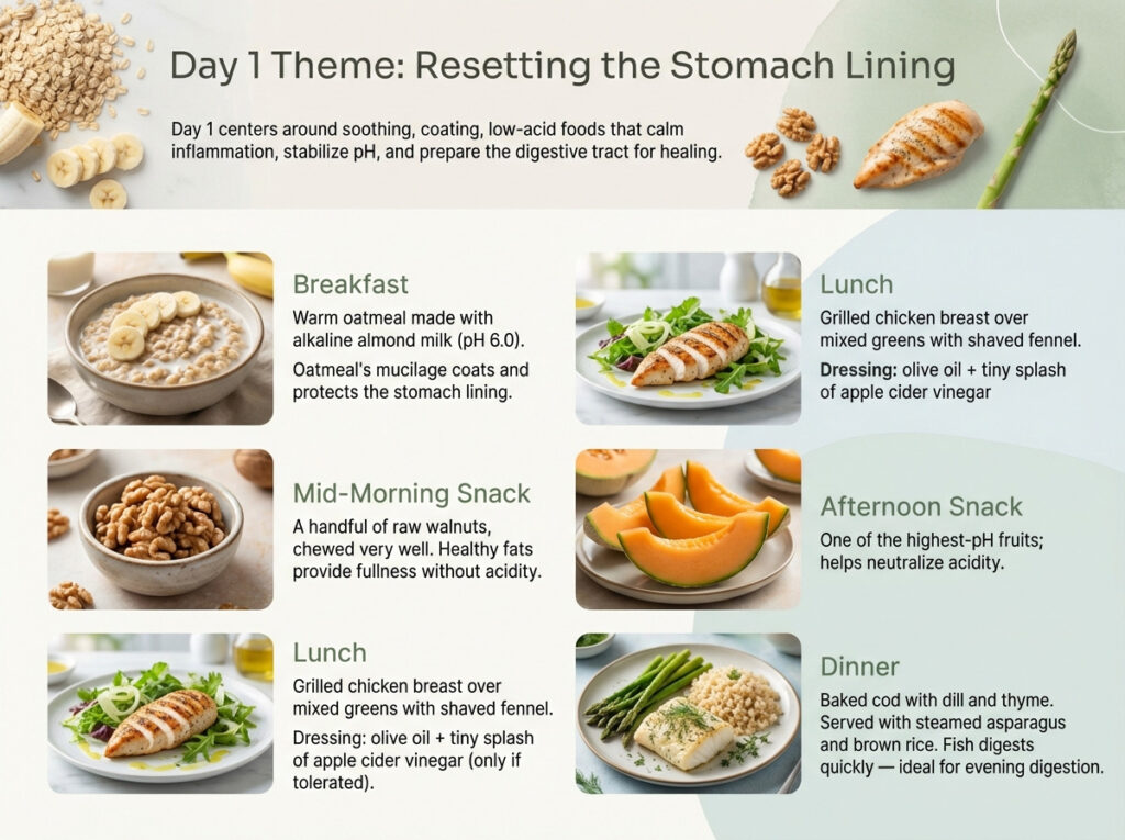 Day 1 Meal Plan: Resetting the Stomach Lining with Oatmeal and Lean Protein