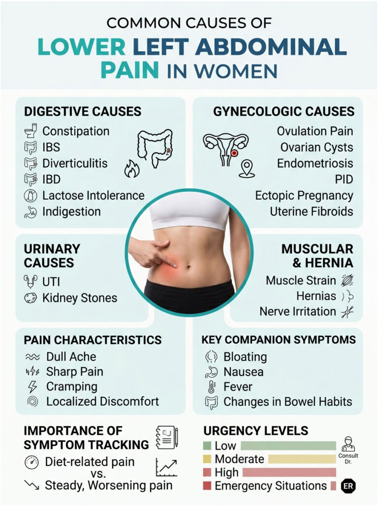 Lower Left Abdominal Pain Female: Causes & When to Worry - HealthcareOnTime