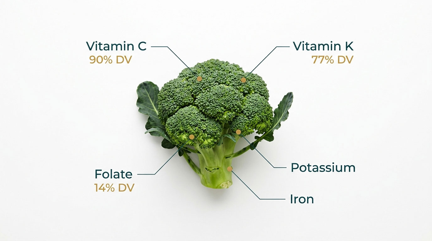 What Vitamins Are in Broccoli? Full Chart and % Daily Value ...