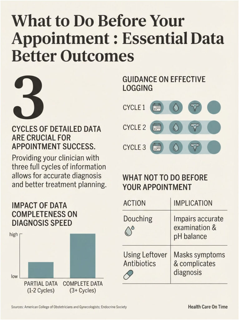 Infographic detailing appointment preparation with cycles of data, guidance, and actions to avoid for better outcomes.
